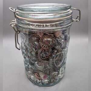 Silver Tone Mystery Jewelry Jar